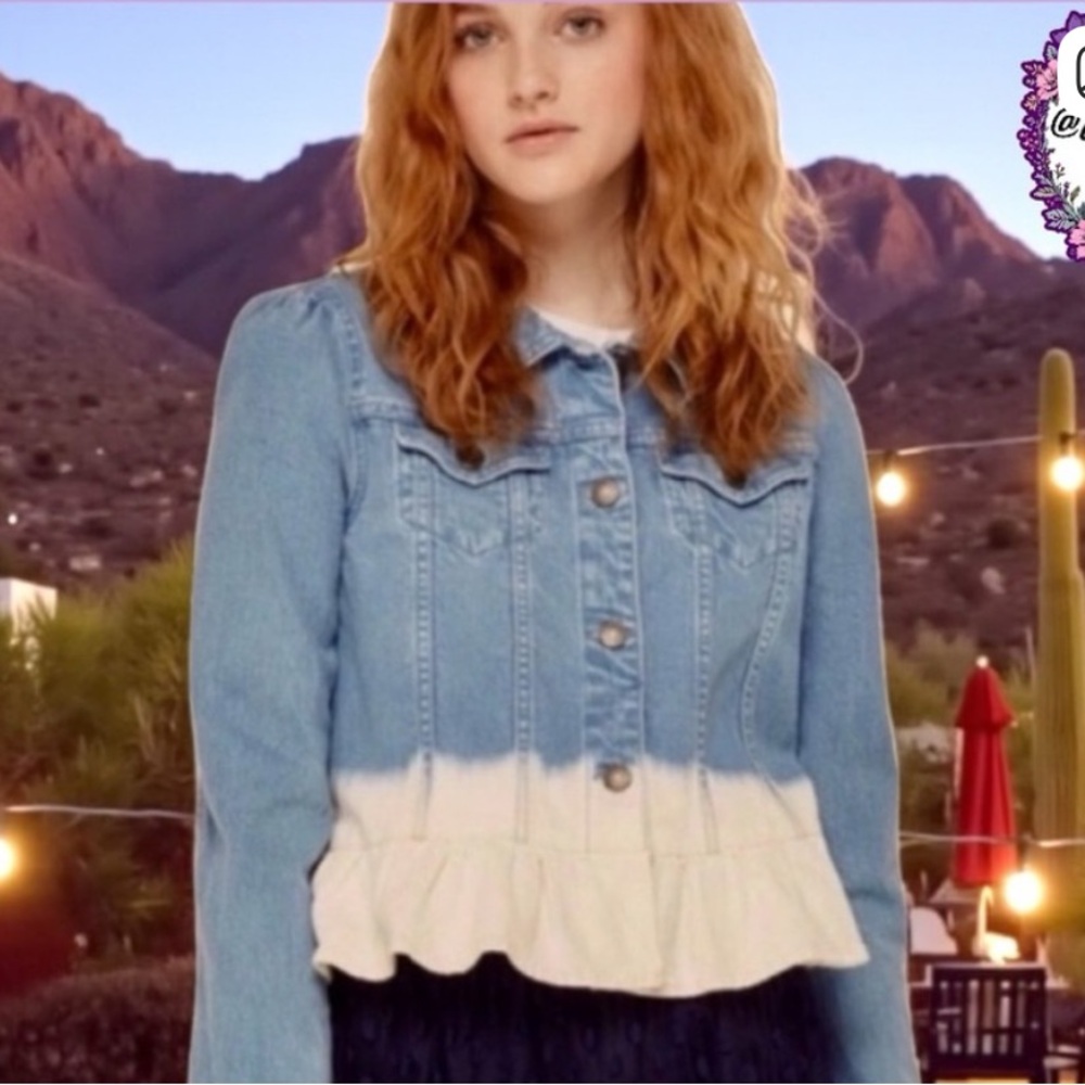 • New Kate Spade Dip Dye Denim Ruffle Jacket Blue Jean Size $248 MSRP